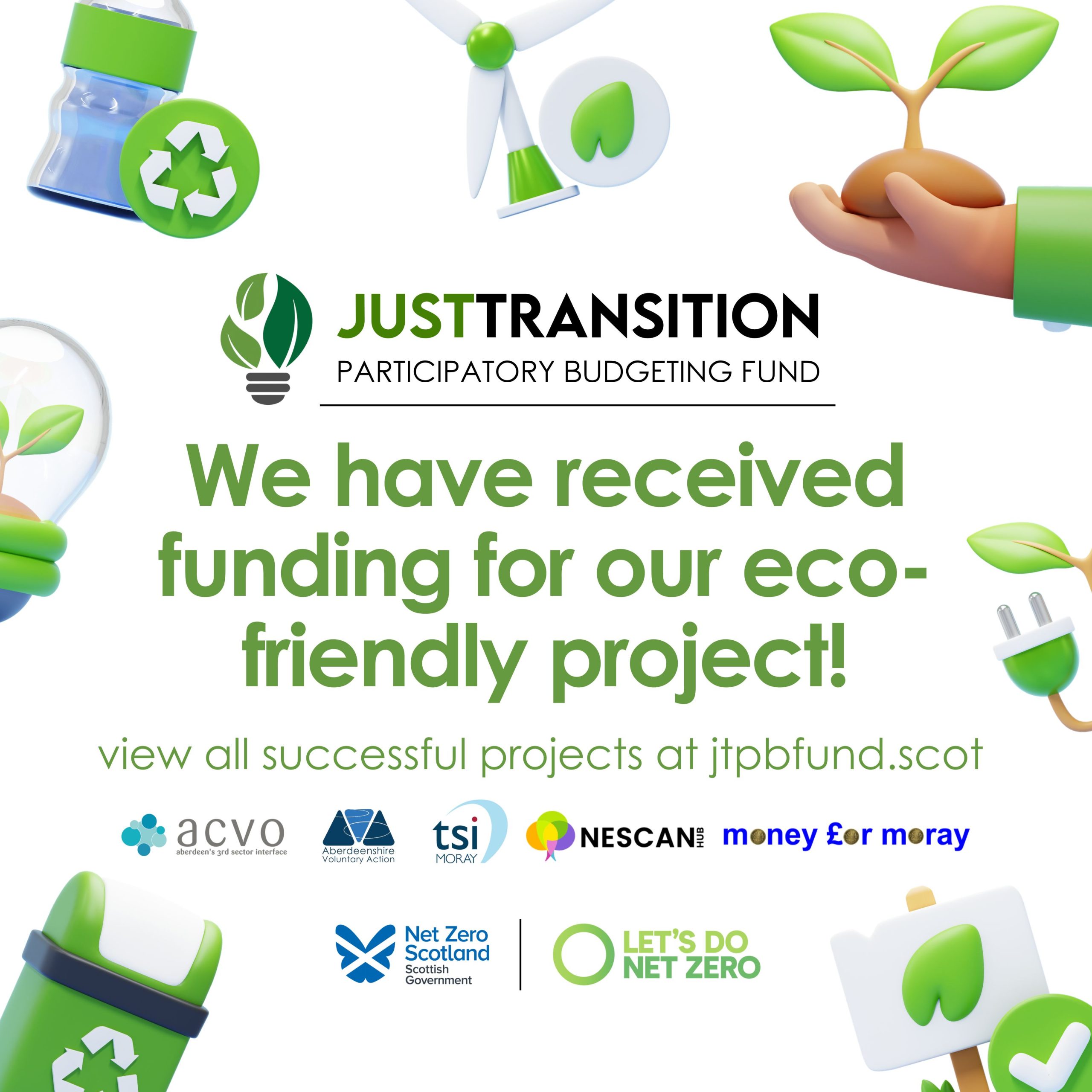 JTPB Fund Successful Project Announcement for Organisations - Social Media Graphic